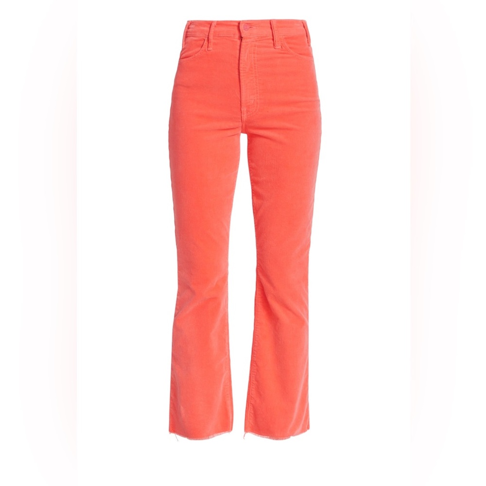 NWT MOTHER The Hustler Flared Corduroy Jeans in Coral